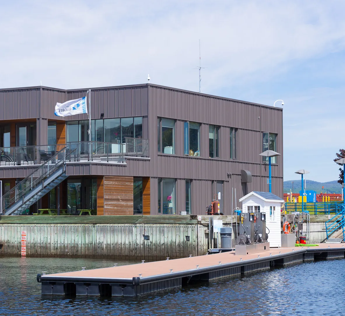 Image of a building and a dock